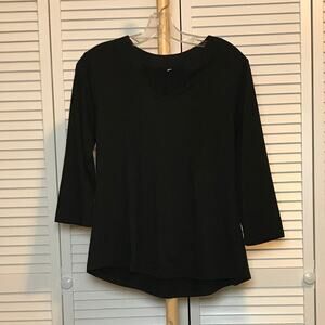 Fall Fashion Pleated Front V-neck 3/4 Sleeve Blouse S